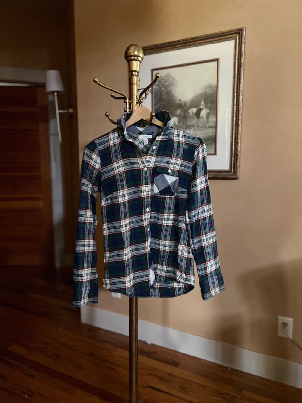 J. Crew Green Navy Plaid Button-Up Shirt